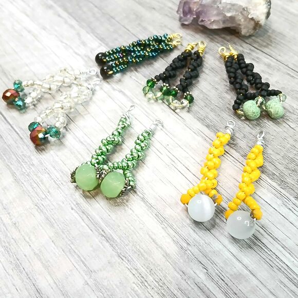 12 Piece Beaded Charm Dangles, Jewelry Making Supplies, 2" - Picture 3 of 6